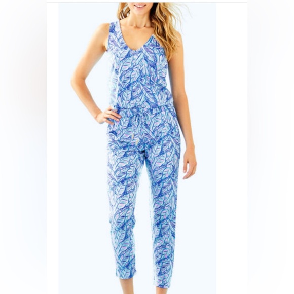 Lilly Pulitzer Paulina Multicolored Bennet Blue Let's Mango Jumpsuit Women Small - Picture 1 of 13